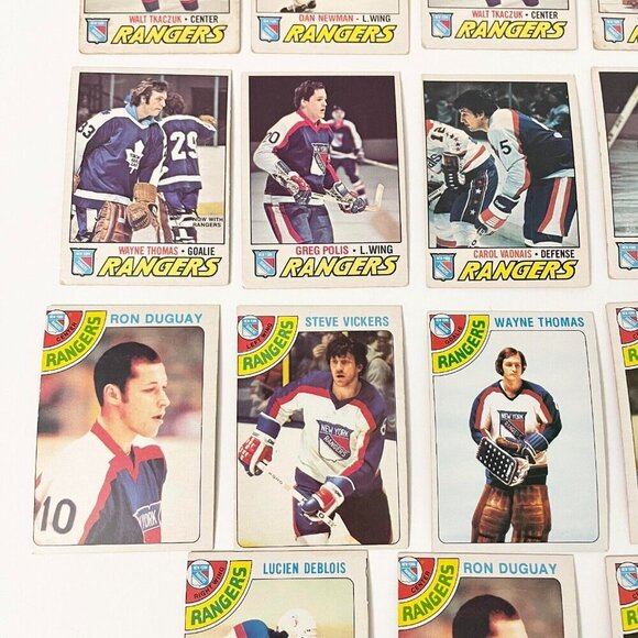 Vtg Lot of 28 1977-78 O Pee Chee New York Rangers NHL Hockey Cards Damaged - Picture 4 of 16